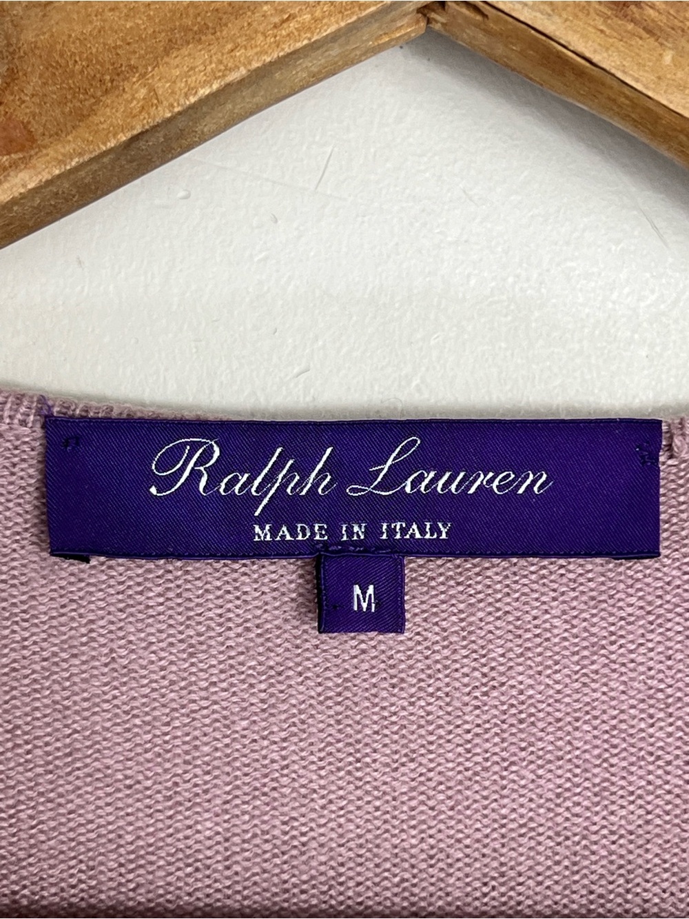 Ralph Lauren Purple Label Wool Cashmere Mauve Pink Sweater Medium Knit Italy - Picture 5 of 10